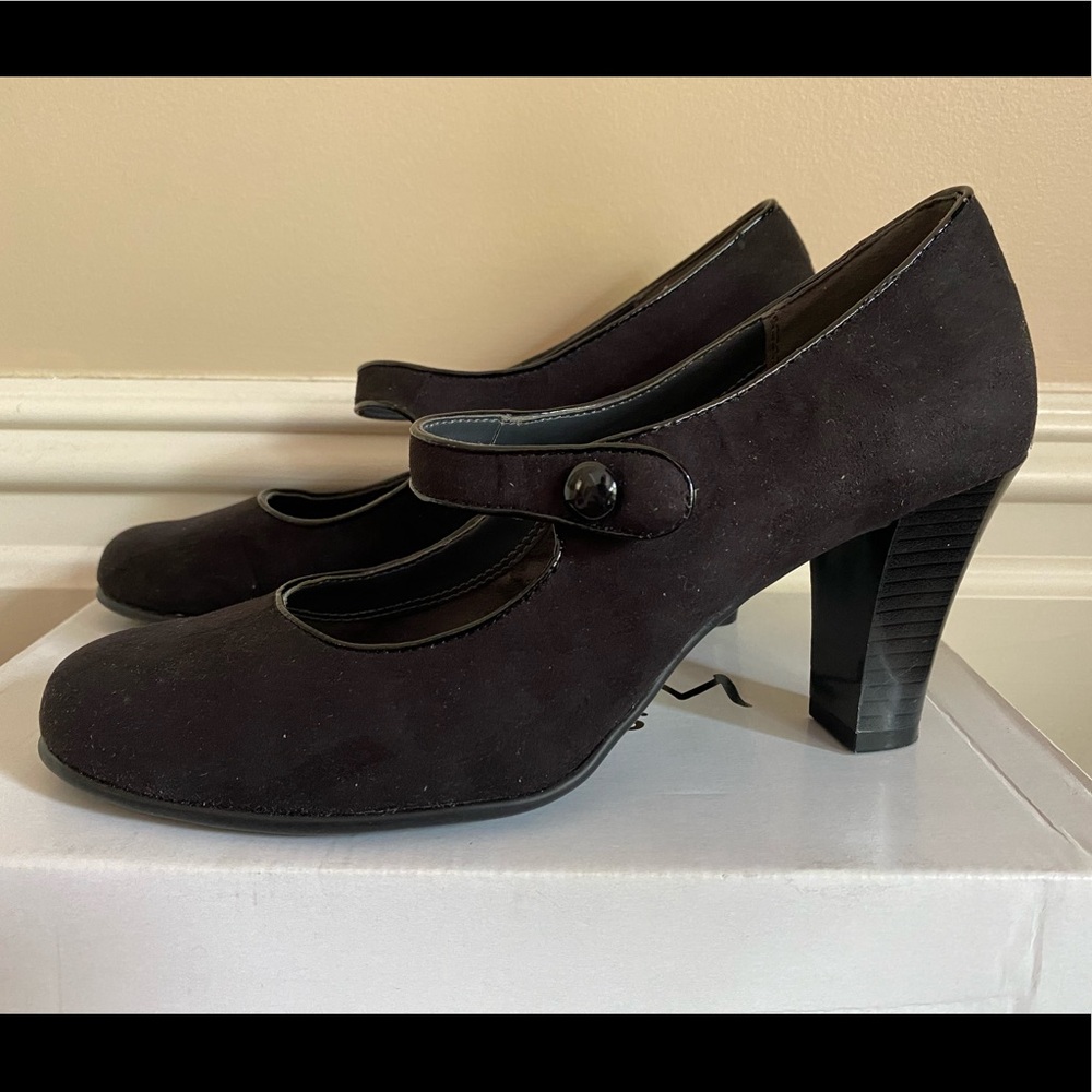 Aerosole Heel Rest Black Suede Maryjane Shoes